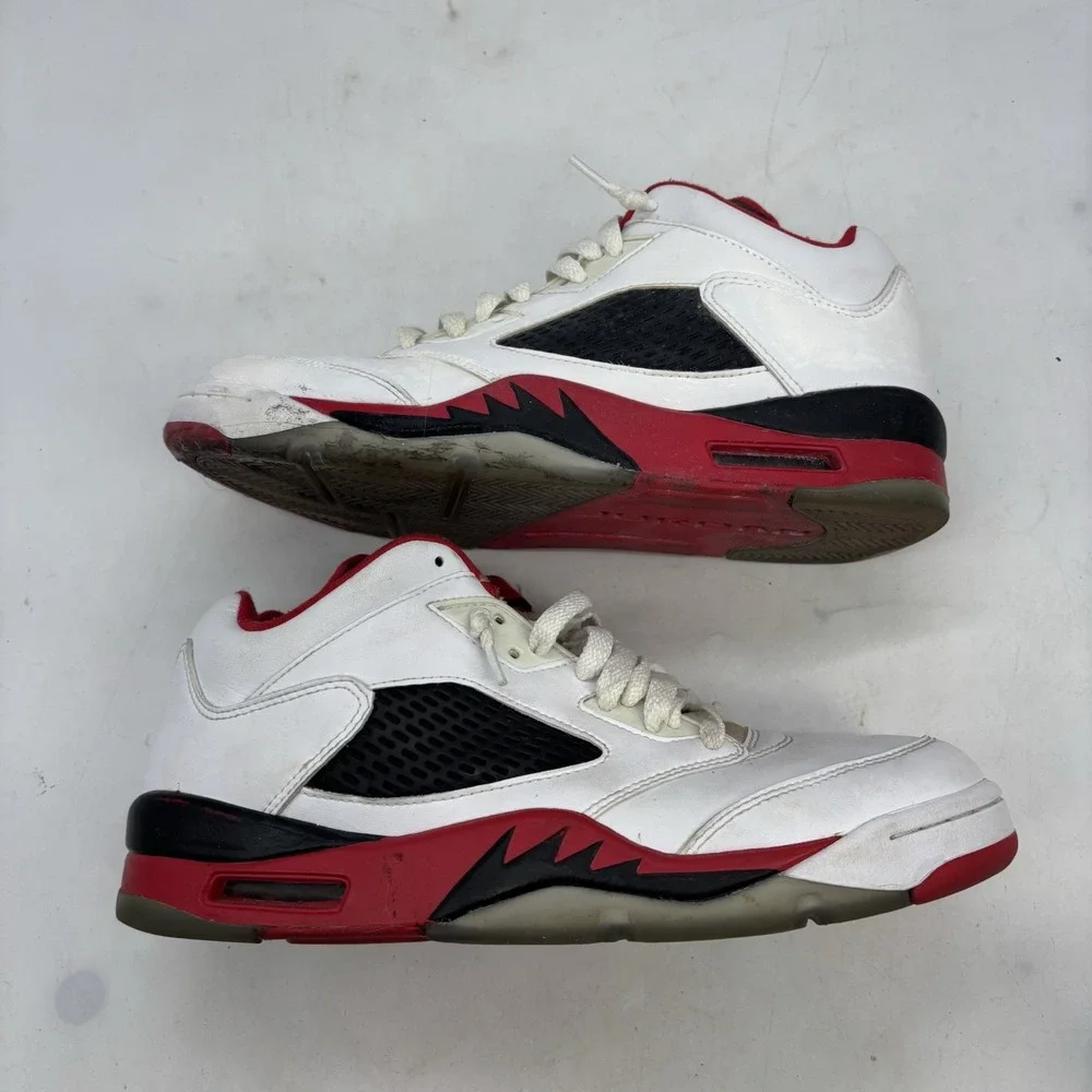 Air Jordan 5 Retro 2016 Low Fire Red Shoes Mens 9 Lace Up White Sneaker Sports